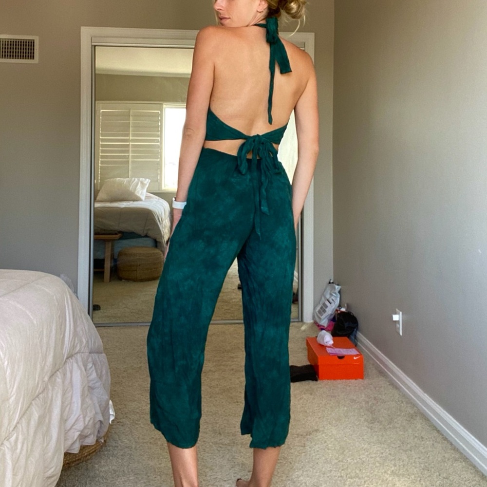 Planet Blue Electra playsuit in emerald tie dye.